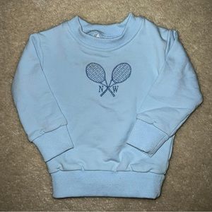 Monogram NW light blue sweatshirt- tennis crewneck- kids